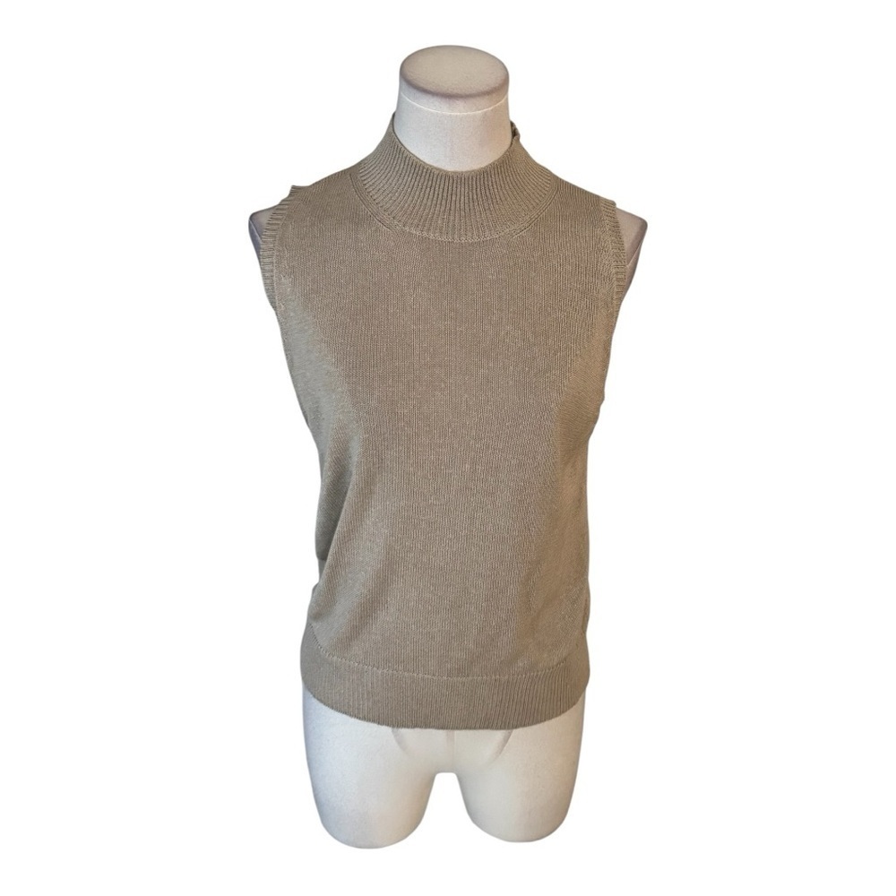 ALPHA MASSIMO REBECCHI Tan Sweater Vest Sleeveless Top Size 44 8 M Cream Fall